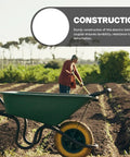 Gardener using wheelbarrow in vegetable garden