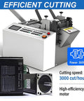 Fully Automatic Heat Shrink Tube Cutter With Digital Micro Computer Control Slices Up To Three Sleeves At Once Adjustable Electric Cable And Rubber Pipe Machine showing control panel and motor.
