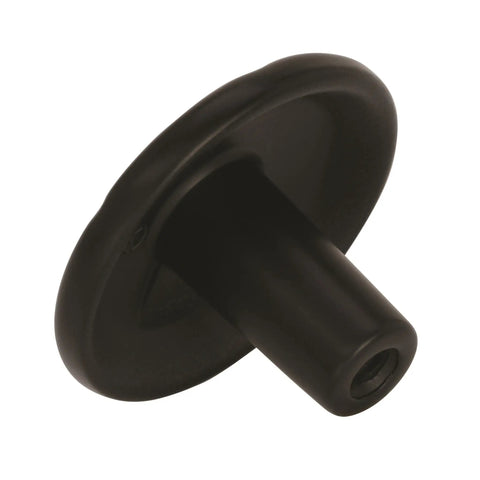 Heavy Duty Vintage Round Cabinet Knob With Classic Colonial Black Finish And 1.25 Inch Diameter from a side angle showing solid zinc material.