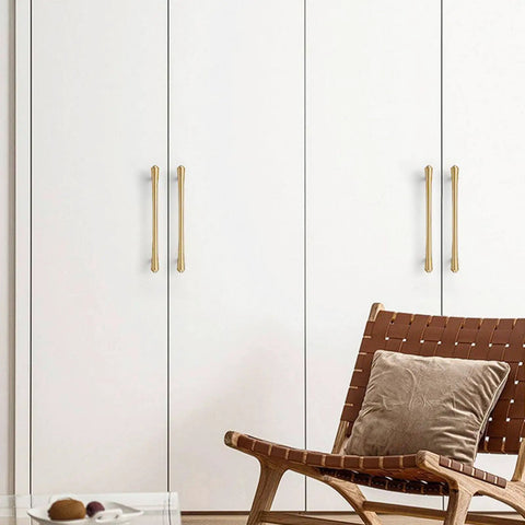 Swanky Gold Finish On Heavy Duty Solid Brass Cabinet Pulls Double Hole Mounting Fits Kitchen Drawers And Wardrobes 260 Millimeter Premium Furniture Hardware on white cabinets.