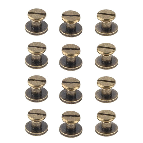 Image showing 8Mm Flat Head Copper Brass Screws Nuts Rivets Set For Leather Craft And Accessories DIY Repair Kit For Luggage And Clothes.
