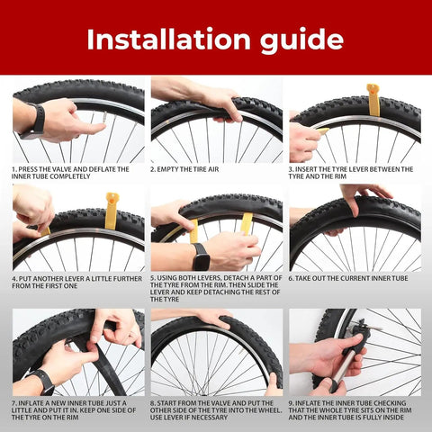 Installation guide for 27.5 Inch Bike Inner Tubes 2 Pack Fits Mountain And Hybrid Bikes From 2.0 To 2.6 Inch Tires With 48mm Schrader Valve And Durable Butyl Rubber Durable Air Tight Seal Ride Ready For All Day Adventures