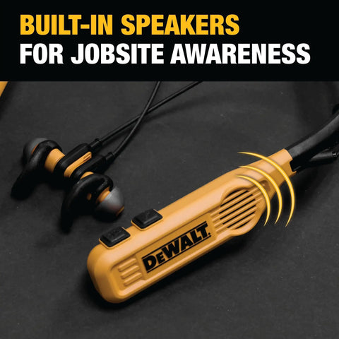 2 In 1 Neckband Bluetooth Headphones With Built In Speakers Around Neck Wearable Jobsite Audio Wireless Headset orange color