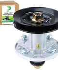 Top Shelf Spindle Assembly Kit For John Deere Z245 Ride On Mower Deck with aluminum body and pulley for easy installation.