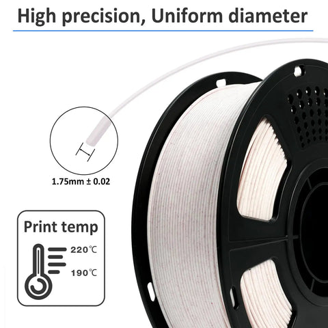 1.75mm PLA Filament For 3D Printer Marble Brown Stone Color 1KG Spool showcasing high precision and uniform diameter details.