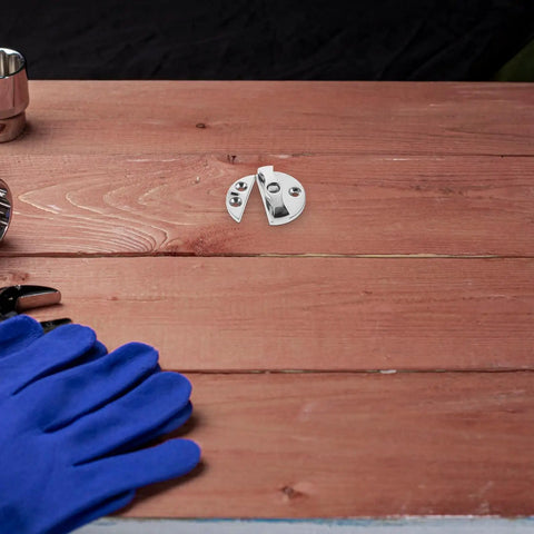 Rock Solid 45Mm Round Boat Latch Crafted From Marine Grade 316 Stainless Steel For Yacht And Rv Hatch Doors Serving Up Salt Water Resistance With Absolutely No Fuss on wooden surface with gloves.