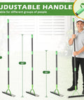 Adjustable Dual Action Dethatcher Rake With 21 Tines And Adjustable Long Handle From 40 To 70 Inches Heavy Duty Metal