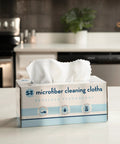 Box of S&T microfiber cleaning cloths, white, 50-count, 11.8x11.8 inches, 190gsm