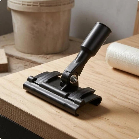 Floor Coating Roller Clamp Accessory With Metal Handle And Hinge Joint Rectangular Base Clamp Tool For Flooring Projects Workshop Tasks Contractor Jobs Home Renovation And DIY Setup, black metal clamp on wood