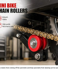 Heavy Duty Chain Roller Tensioner Idler Pulley Wheel Guide Featuring Tough As Nails ABS And Reinforced Steel Build Bright Red Coating for mini bike chain support.