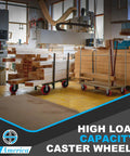 Five Inch By Two Inch Polyurethane Caster Wheels Set Of Four Heavy Duty Polyolefin Core Industrial Caster Wheels With 3200 Lbs Load Capacity For Warehousing And Material Handling Ideal For Carts Dollies And Heavy Equipment On Concrete.
