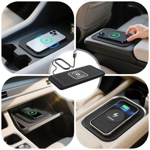 Hella Fast 15W Wireless Car Charging Pad For Chevrolet Blazer EV 2023 Through 2025 With Premium Non Slip Surface in center console.