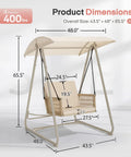 Outdoor Patio Swing Chair With Adjustable Canopy, Heavy Duty Triangular Frame, Single Seat Garden Hammock Swing dimensions
