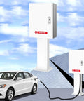 Built Tough Universal EV Charger Cover With Heavy Duty Mounting Post Waterproof Outdoor Steel Enclosure Keeps Your Wall Mount Electric Vehicle Setup Totally Dry No Hassle Weatherproof Shield and charging car