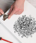 Stainless Steel Rivet Nuts Kit with 120 Pieces Flat Head Knurled Threaded Inserts for quick secure connections shown with installation.