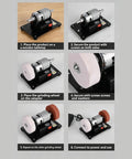Step-by-step setup of Mini Bench Grinder With Powerful 100 Watt Brushless Motor for sharpening tasks.