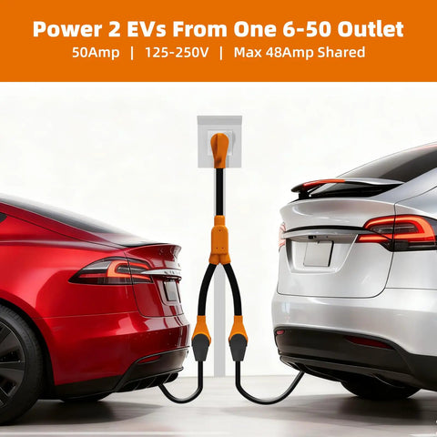 Badass 50 Amp Nema 6-50P To Dual 6-50R Welder Splitter Adapter Cord Y Plug Connector for charging 2 EVs from one outlet.