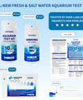 Top Shelf 12 In 1 Aquarium Water Test Strips For Fresh And Salt Water Tanks kit includes ammonia, phosphate strips, and user guide.