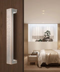 Shower And Barn Door Handle Set, Sliding Push Pull Glass Door Pulls, Large Rectangle Gate Rod With Pattern Carve In Red Bronze