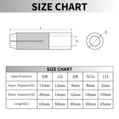 Size chart for Drop-In Anchors Set, 50 Pc, 1/2 Inch By 13 Zinc-Plated For Concrete, showing dimensions and specifications.