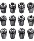 12 Piece ER16 Steel Spring Collet Set For CNC Milling Lathe Tools, 1/32 To 3/8 Inch Holding Engraving Collets, High Precision, Quick Clamp, Built Tough Steel For Stable Tooling. 12 steel collets in sizes 1/32 to 3/8 inch