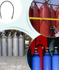 Heavy Duty 4500 PSI High Pressure Air Hose With Anti Kink Design And Solid Brass Steel Fittings For Compressor Tank Filling, black hose and tank cylinders.