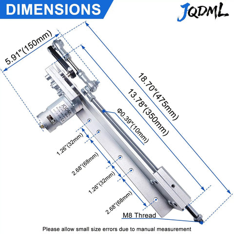 Dimensions of Really Badass Reciprocating Linear Actuator With Plug And Play Remote Timer Controller for DIY projects.