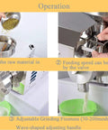 Operation of 3.3Kw Commercial Stainless Steel Grain Grinder Mill for Industrial Use with valve and grinding fineness adjustment.