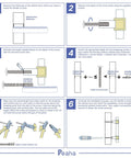 Installation guide for cabinet door handle or knob with diagrams and instructions on measuring, cutting, and fitting hardware.