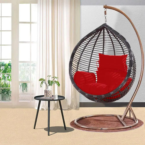 Comfy Egg Chair Cushion Replacement For Hanging Egg Chair Outdoor Swing With Headrest Foldable Waterproof Cushions For Porch Patio Backyard Red Easy Clean Zipper in black wicker chair indoors