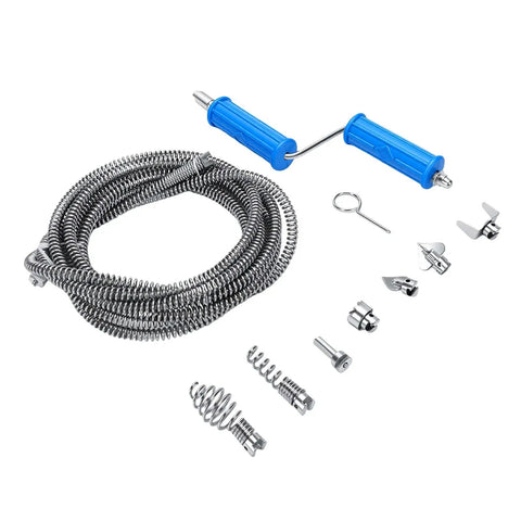 Heavy Duty Alloy Steel Drain Snake With Drill Attachment For Kitchen Sink And Bathroom Clogs Using Flexible Pipe Cleaner, 3m flexible shaft.
