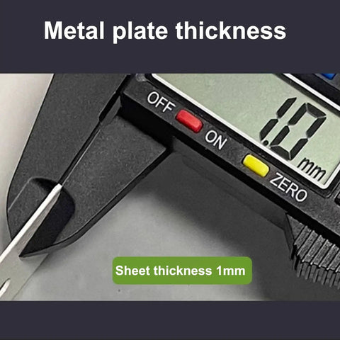 Metal plate thickness measurement showing 1mm for Top Shelf EV Charger Cover With Hella Tough Metal Shield For Wall Mount Stations.