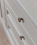 Close-up of Six Pack Fresh Distressed Rust Red Cabinet Knobs With Killer Vintage Floral Medallion Details Cast From Heavy Duty Zinc Alloy