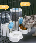 No Sweat Automatic Pet Water Dispenser And Food Feeder With Leakproof Bowl in crate, showcasing 800ML water and 1000ML food capacity.