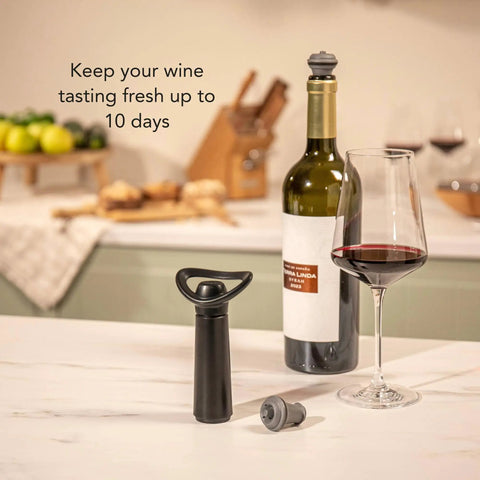 Wine Saver Vacuum Pump With Two Stoppers Airtight Seal Keeps Red Or White Wine Fresh Up To 10 Days Click Indicator On Counter