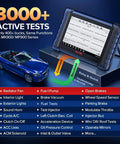 MX808S Bidirectional OBD2 Diagnostic Scanner With 3000 Plus Active Tests and service functions showing automotive features.