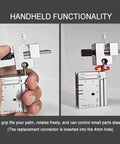 Split Type Mini Bench Vise With Table Clamp And Base For Precision 0.005mm Clamping, handheld stainless steel/aluminum vise shown rotating in hand
