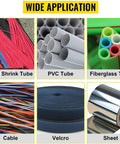 Various materials including Heat Shrink Tube, PVC Tube, fiberglass tube, cable, Velcro, and sheet for Tank Tough Electric Wire Stripper.