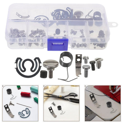 Pro Grade Sewing Machine Replacement Parts Kit With Metal Bobbin Case Spring And Needle Plate Screws For Industrial And Home Use Heavy Duty High Precision Assembly For Faster More Efficient Sewing in clear organizer