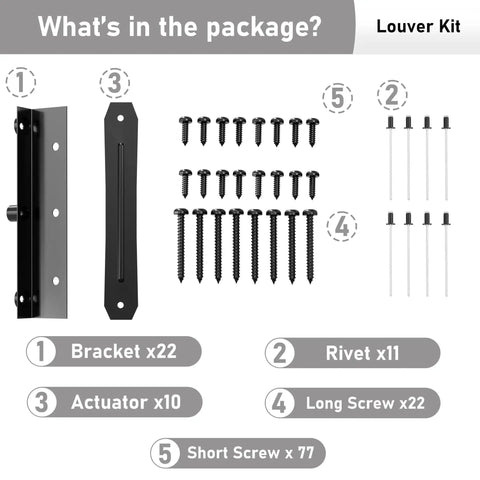 Deck Sunblind System Brackets And Louver Hardware Kit For Wood Blinds And Shutters, Fits Up To 11 Boards 48 Inch, Complete Louver Pergola Kit For Privacy Fence, Deck, Interior And Exterior Use