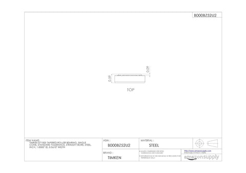 Kickass Single Cone Tapered Roller Bearing Inner Ring one inch straight bore steel construction technical drawing view