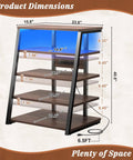 Rock Solid AV Media Stand With Zero Stress Assembly And Five Tier Adjustable Shelves For Stereo Racks And Compact Entertainment Centers dimensions illustration