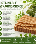 Heavy Duty Honeycomb Kraft Paper Wrap Sheets For Packing And Moving 12 X 12 Inches 100 Sheets stacked on a green background.