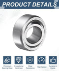 2 Pack COM6T Spherical Plain Bearings 3/8 X 13/16 X 13/32 Chrome Steel Heavy Duty Industrial Grade Bushings detailed view