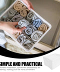 Slick Underwear Drawer Organizer With Divided Compartments For Bras Socks And Clothes To Keep Your Closet Neat And Legit A Versatile Large Capacity Storage Box That Is Straight Up A Game Changer filled with neatly rolled socks in a white divided tray.