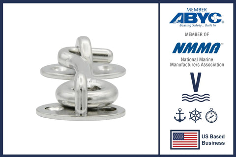 Bulletproof 316 Marine Grade Stainless Steel Hook And Eye Latch For Sailboat Doors Hatches And Bulkheads, close-up view.