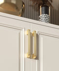 Cabinet with 25 Pack 5 Inch Brushed Brass Cabinet Pulls solid zinc alloy handles for kitchen cabinets and furniture brushed gold.