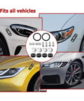 Billet Quick Release Bumper Trunk Fastener Kit installed on various car models, showcasing black aluminum construction and hardware set.