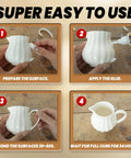 Step-by-step guide for using Premium Ceramics Super Glue Two Pack With Slick Micro Tips for porcelain repair.