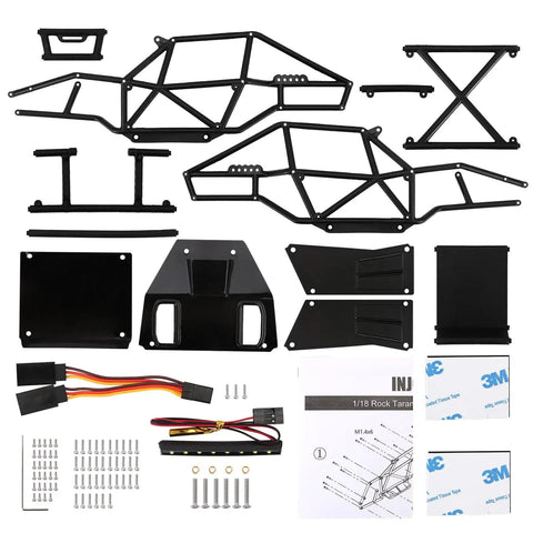 Rock Tarantula Nylon Buggy Body Shell components for TRX4M 1 18 RC Crawler Upgrade, shown disassembled with roof LED parts